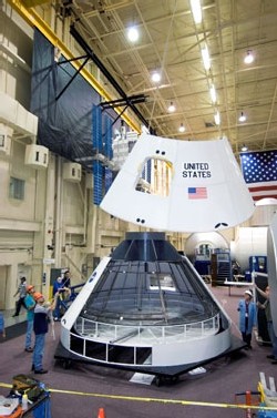 Image to right: A mockup of NASA's new spacecraft comes together. Credit: NASA Image to right: A mockup of NASA's new spacecraft comes together. Credit: NASA