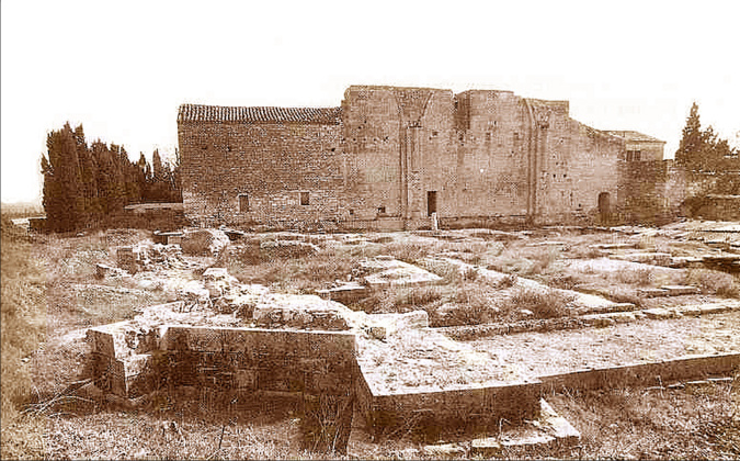Ruines de l'abbaye de Psalmody au début du XXe siècle.
