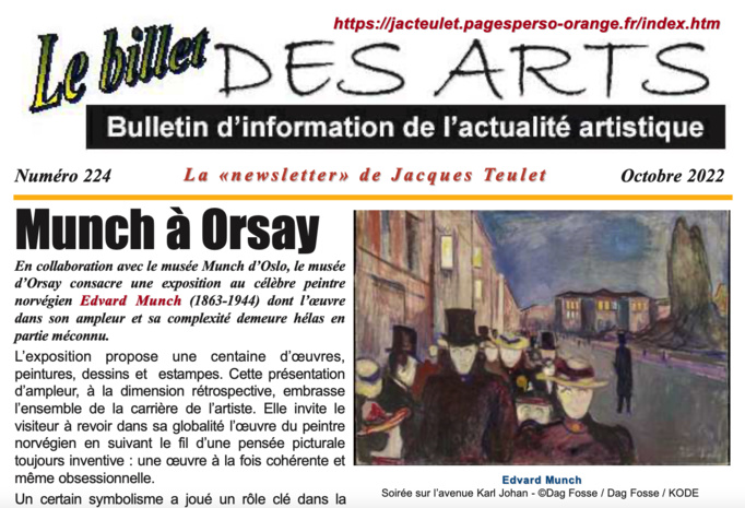 Le dernier "Billet des Arts"