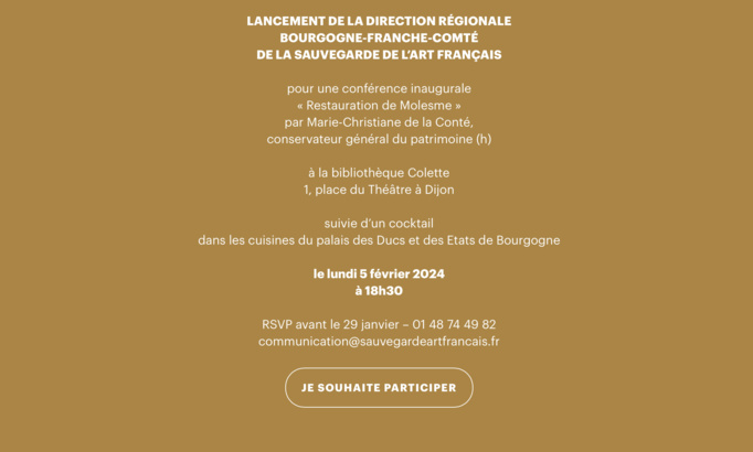 LANCEMENT DE LA DIRECTION RÉGIONALE BOURGOGNE-FRANCHE - COMITÉ DE LA SAUVEGARDE DE L’ART FRANÇAIS