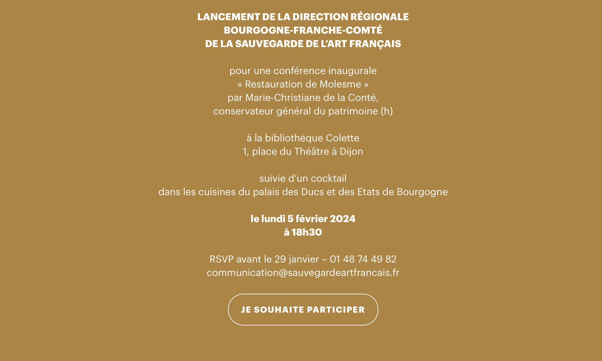 LANCEMENT DE LA DIRECTION RÉGIONALE BOURGOGNE-FRANCHE - COMITÉ DE LA SAUVEGARDE DE L’ART FRANÇAIS